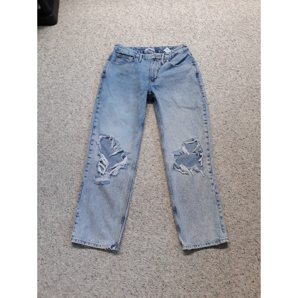 8x27 Good American high-rise wide leg ripped distressed
